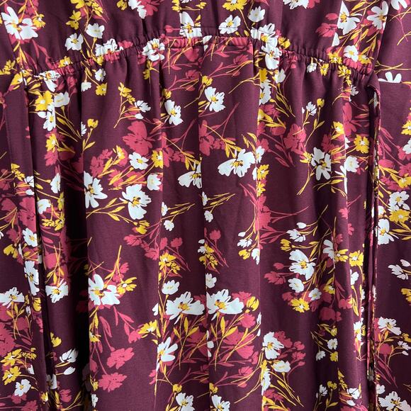 Isabel Maternity Floral Print Short Sleeve Woven Burgundy Dress - XS - NWT - Picture 3 of 9